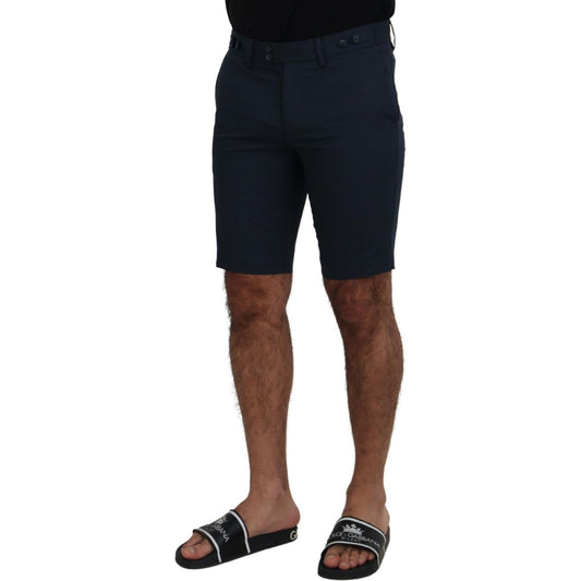 Elegant Blue Cotton Blend Shorts