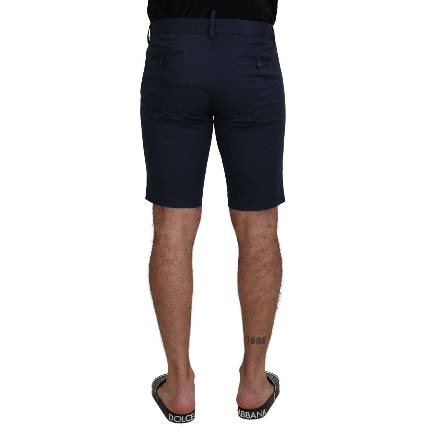 Elegant Blue Cotton Blend Shorts