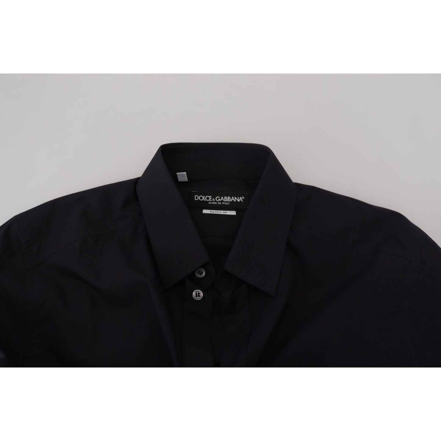 Elegant Slim Fit Black Cotton Dress Shirt