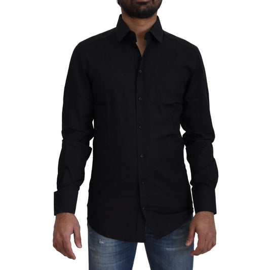 Chic Black Cotton Dress Shirt