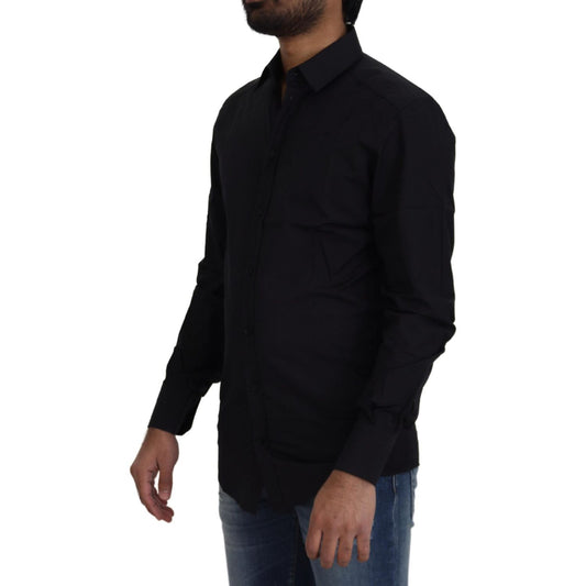 Chic Black Cotton Dress Shirt