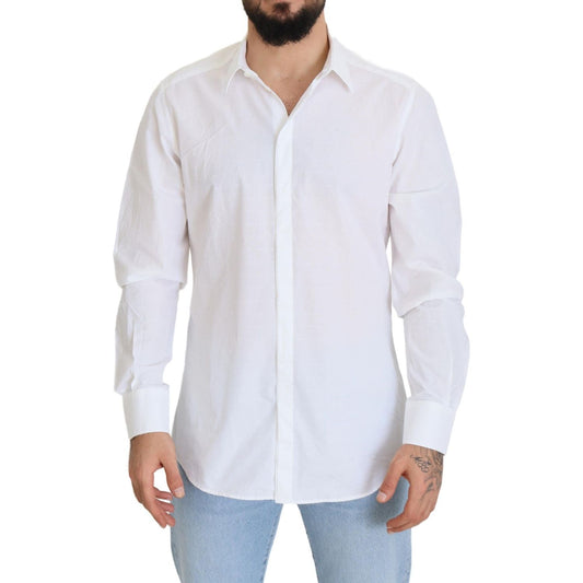 Elegance Reimagined White Cotton Dress Shirt