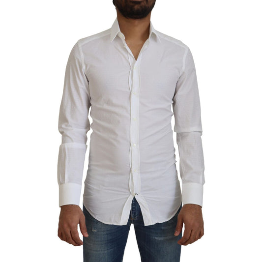 Elegant White Cotton Dress Shirt Slim Fit