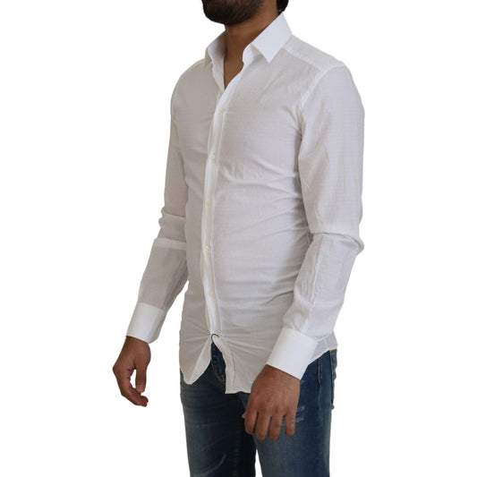 Elegant White Cotton Dress Shirt Slim Fit