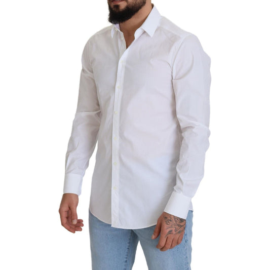 Elegant White Cotton Dress Shirt