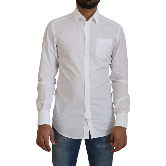 Elegant White Slim Fit Dress Shirt