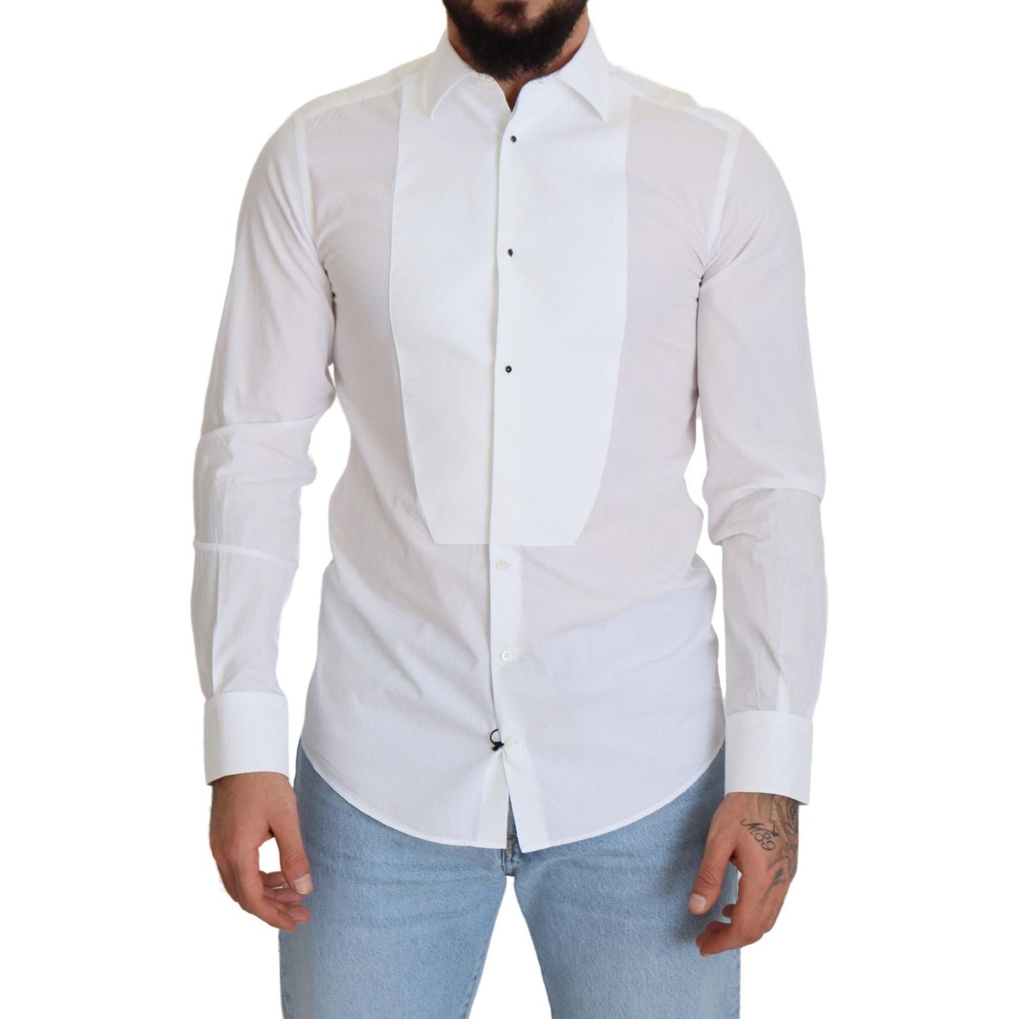 Elegant White Cotton Poplin Slim Fit Shirt