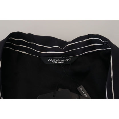 Dolce & Gabbana Blue Striped Silk Pajama Shirt Jacket