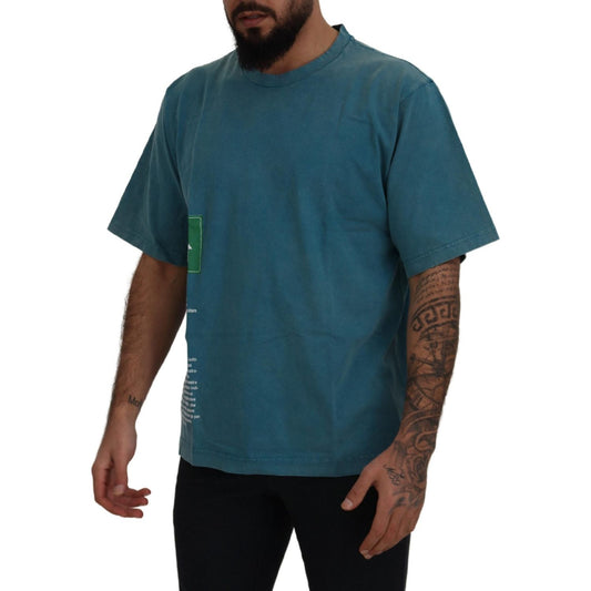 Elegant Crew Neck Cotton Tee in Blue