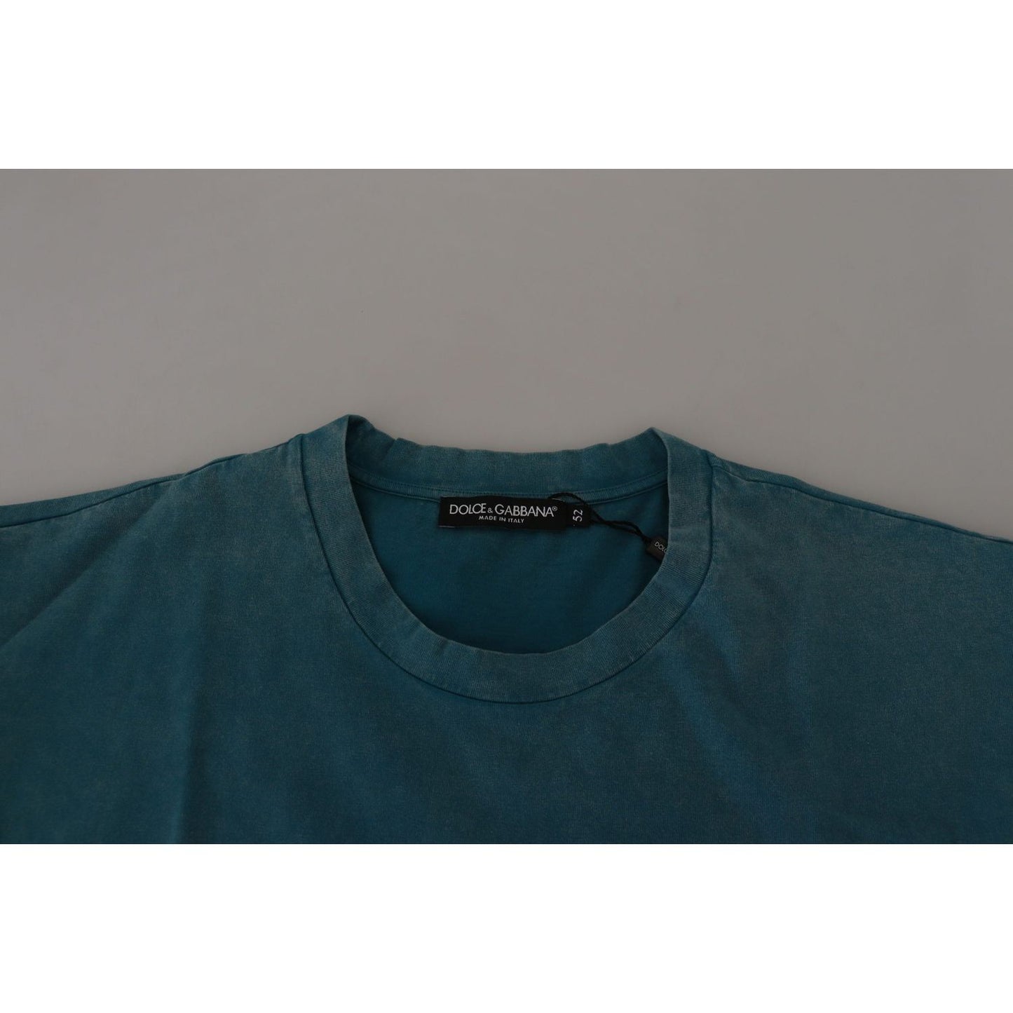 Elegant Crew Neck Cotton Tee in Blue