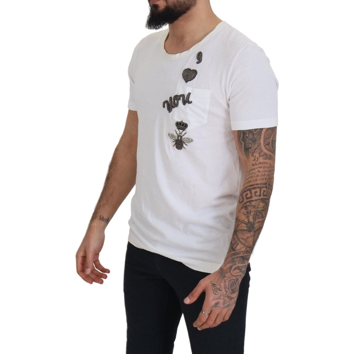 Elegant White Crewneck Cotton Silk Tee