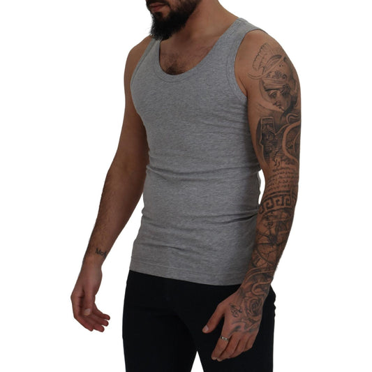 Sleek Sleeveless Grey Cotton Tank Top