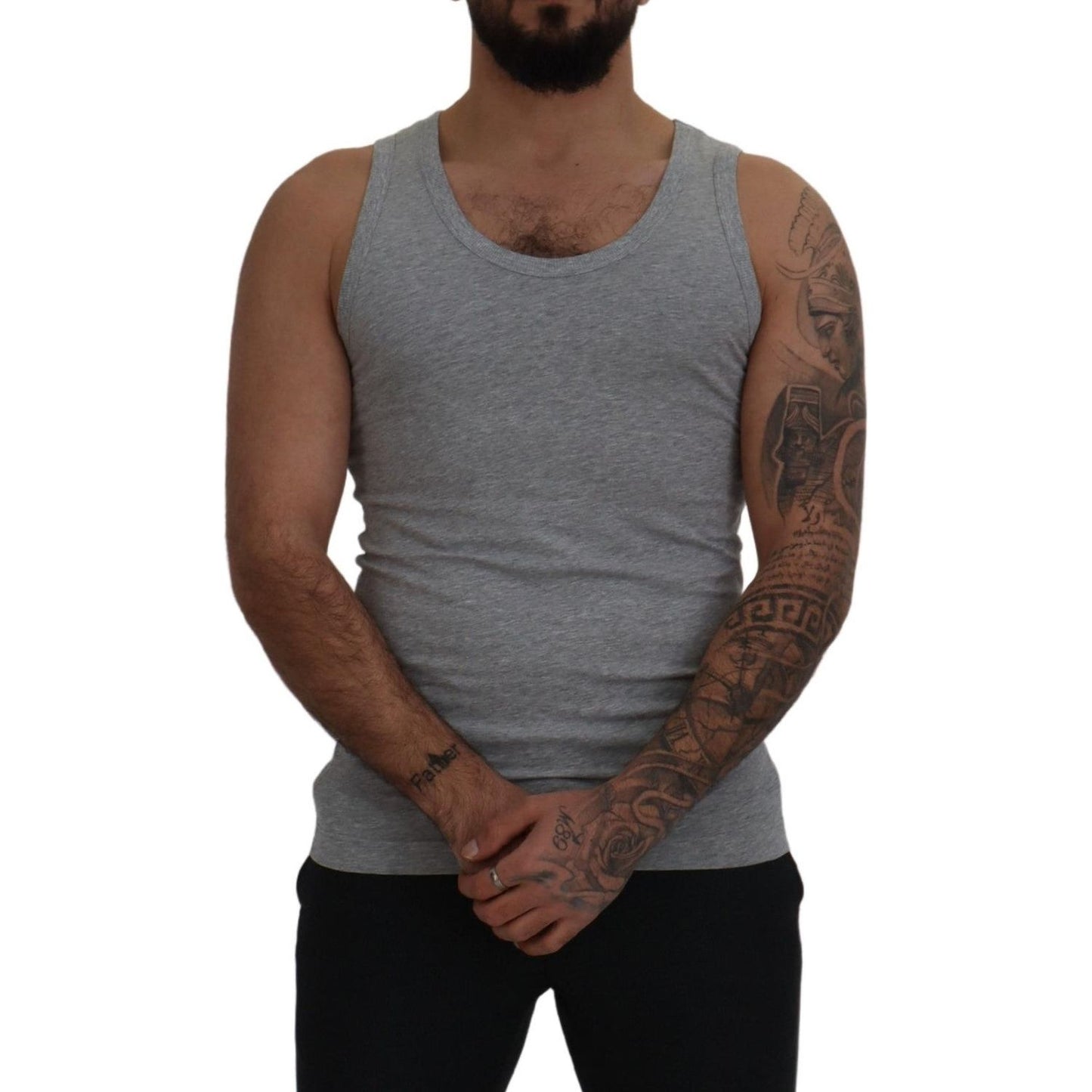 Sleek Sleeveless Grey Cotton Tank Top