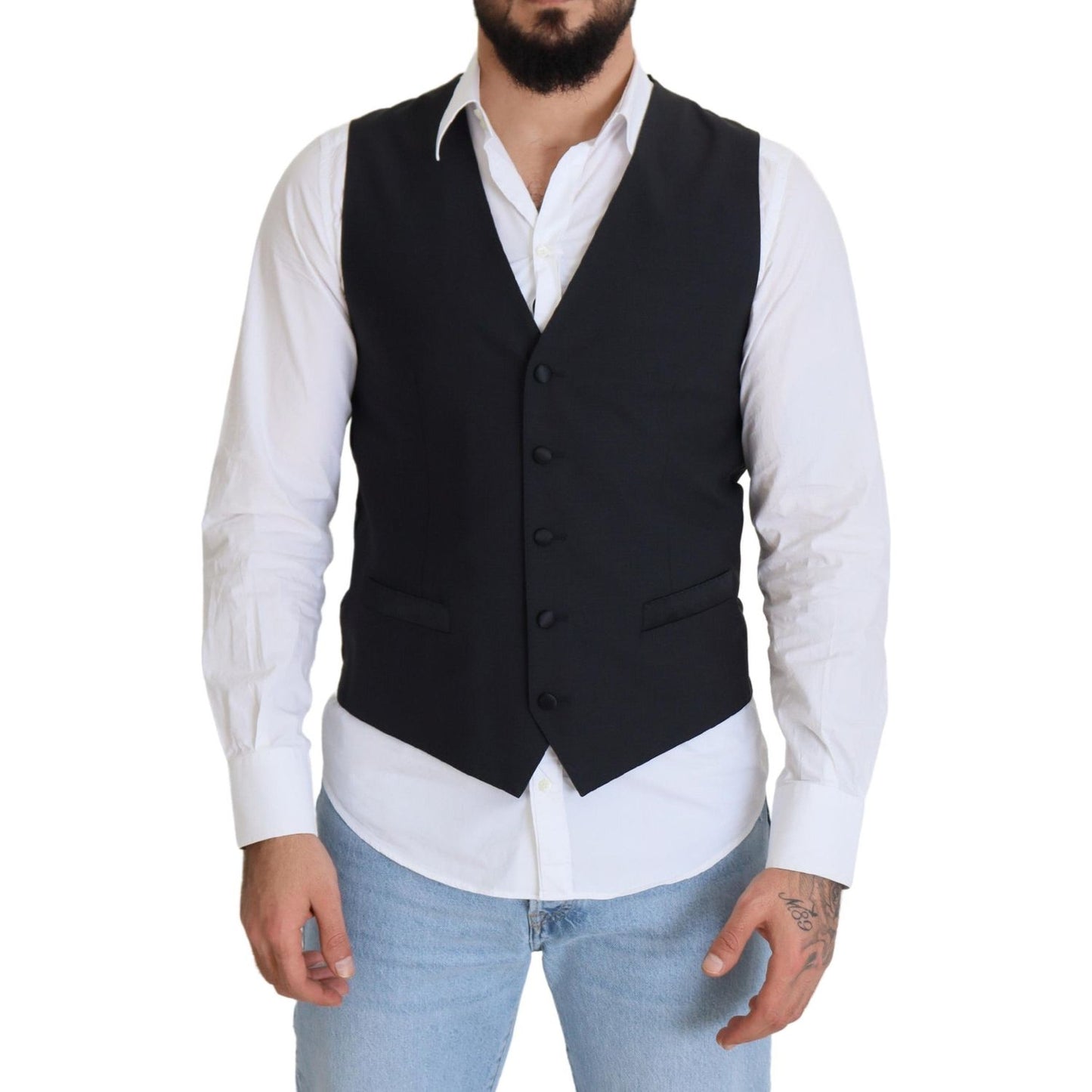 Elegant Black Single Breasted Dress Vest