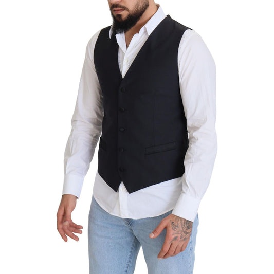 Elegant Black Single Breasted Dress Vest