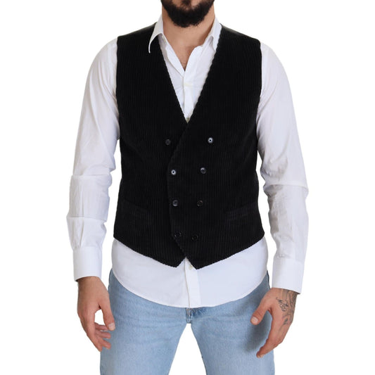 Elegant Black Double Breasted Dress Vest