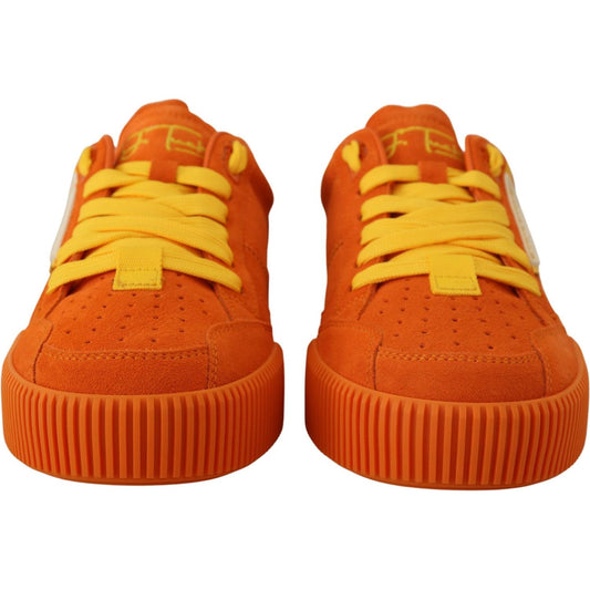 Chic Orange Suede Lace-Up Sneakers