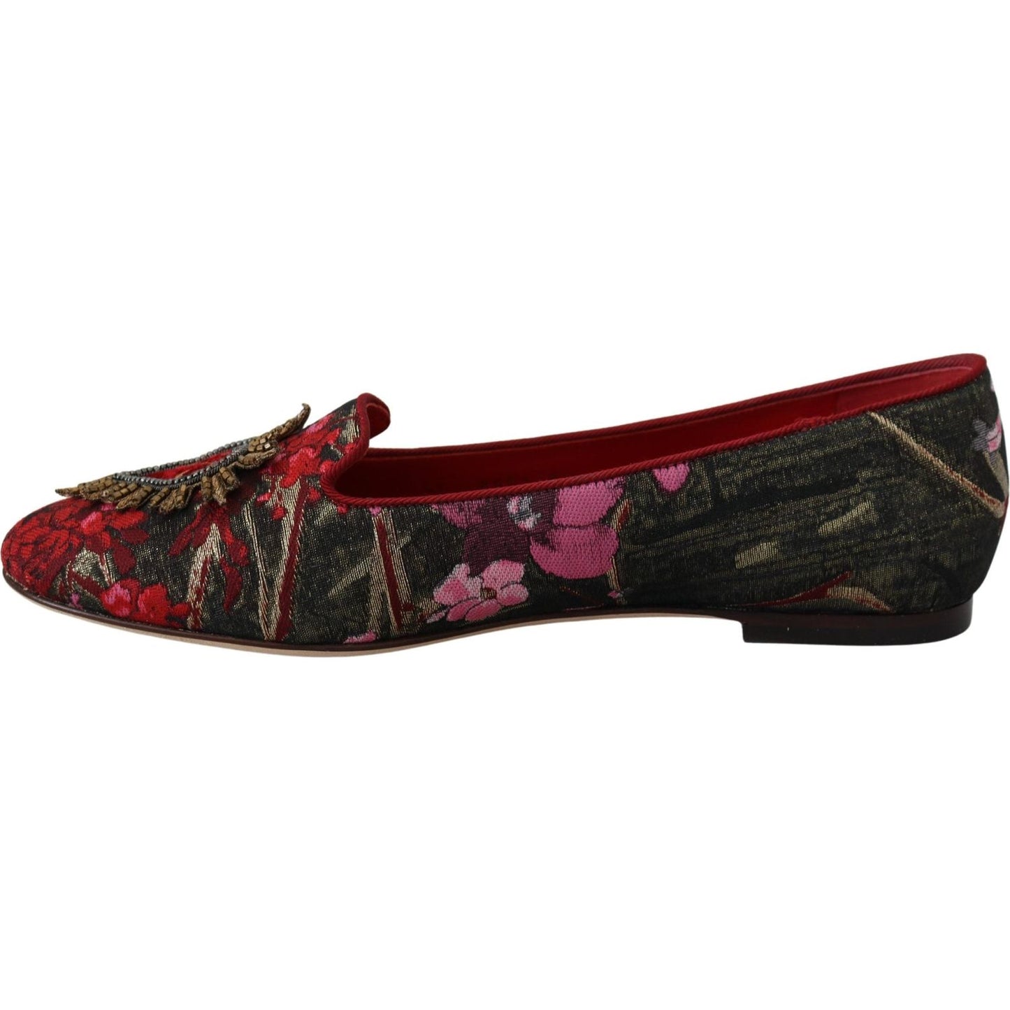 Multicolor Leather and Fabric Flats with Sacred Heart Patch