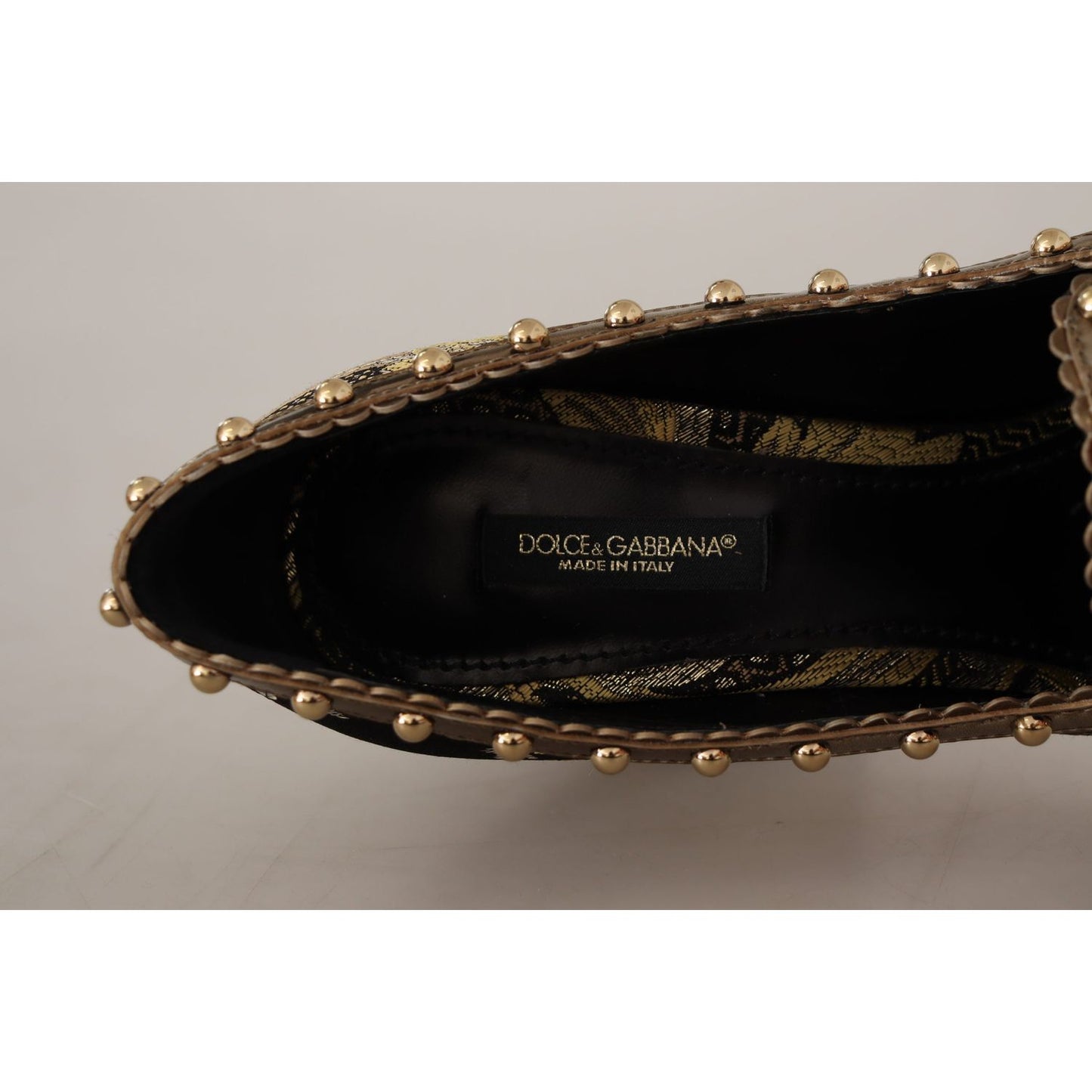 Elegant Gold Jacquard Brocade Pumps