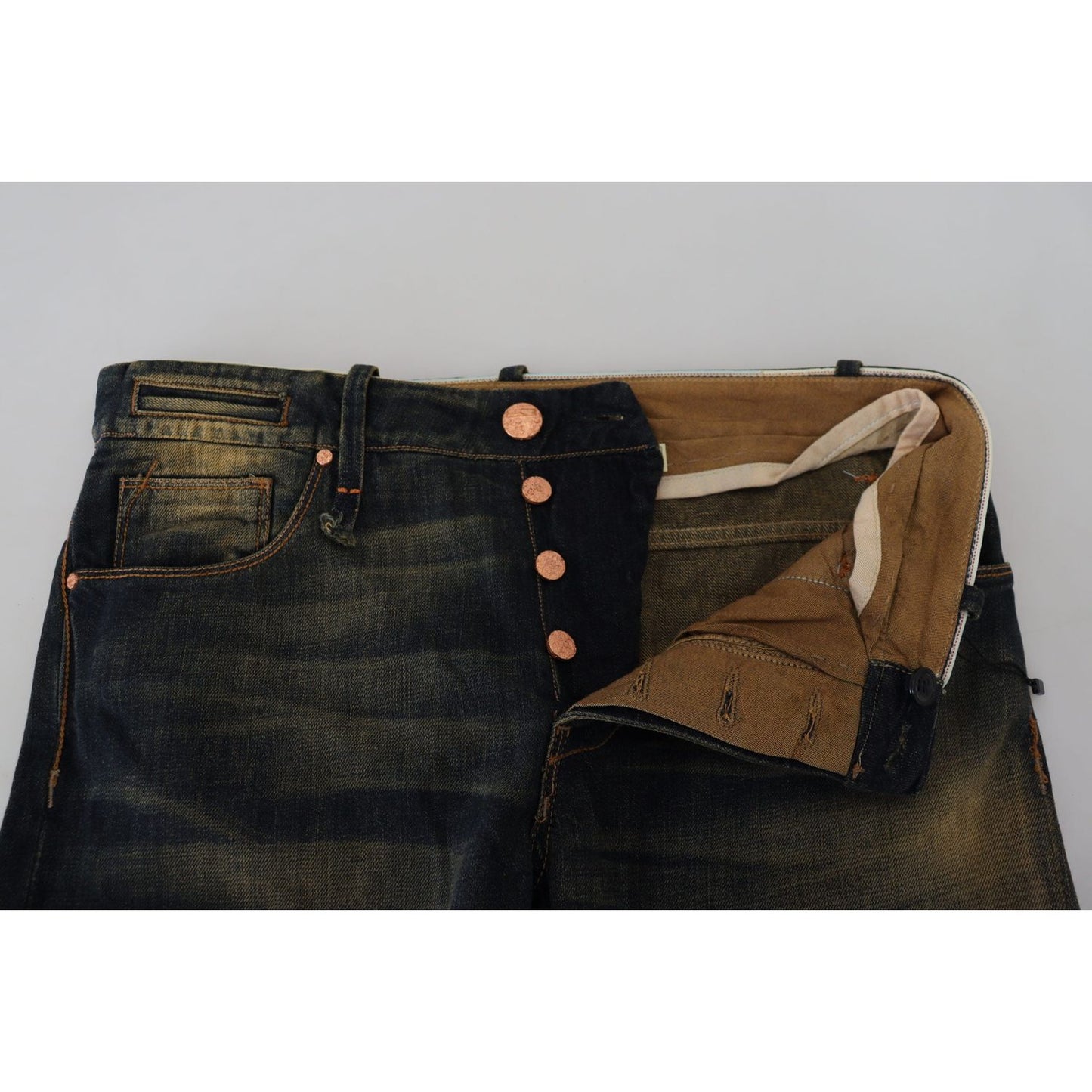 Elegant Blue Washed Denim Pants - Authentic Craftsmanship