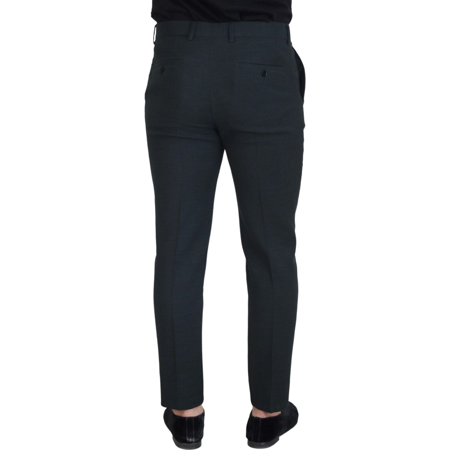 Elegant Blue Virgin Wool Trousers