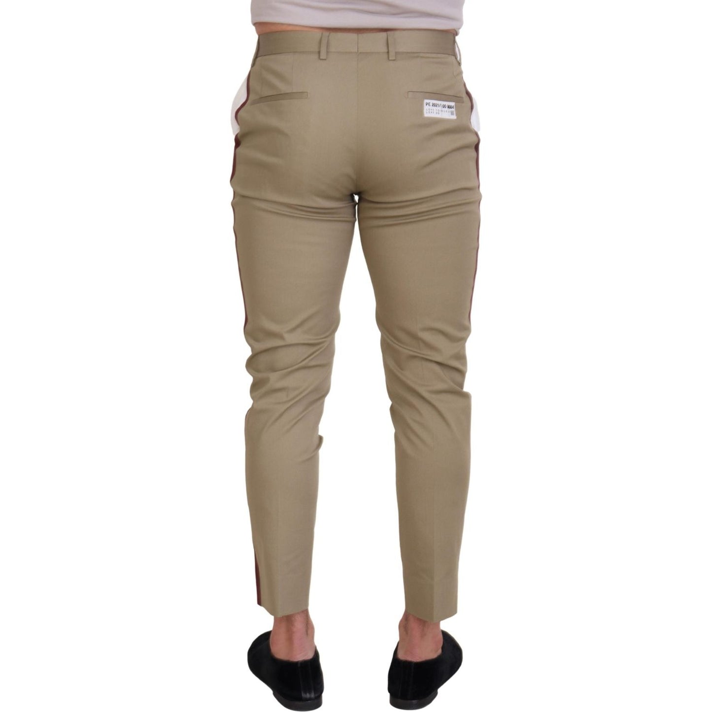 Two-Tone White & Brown Chic Cotton Pants