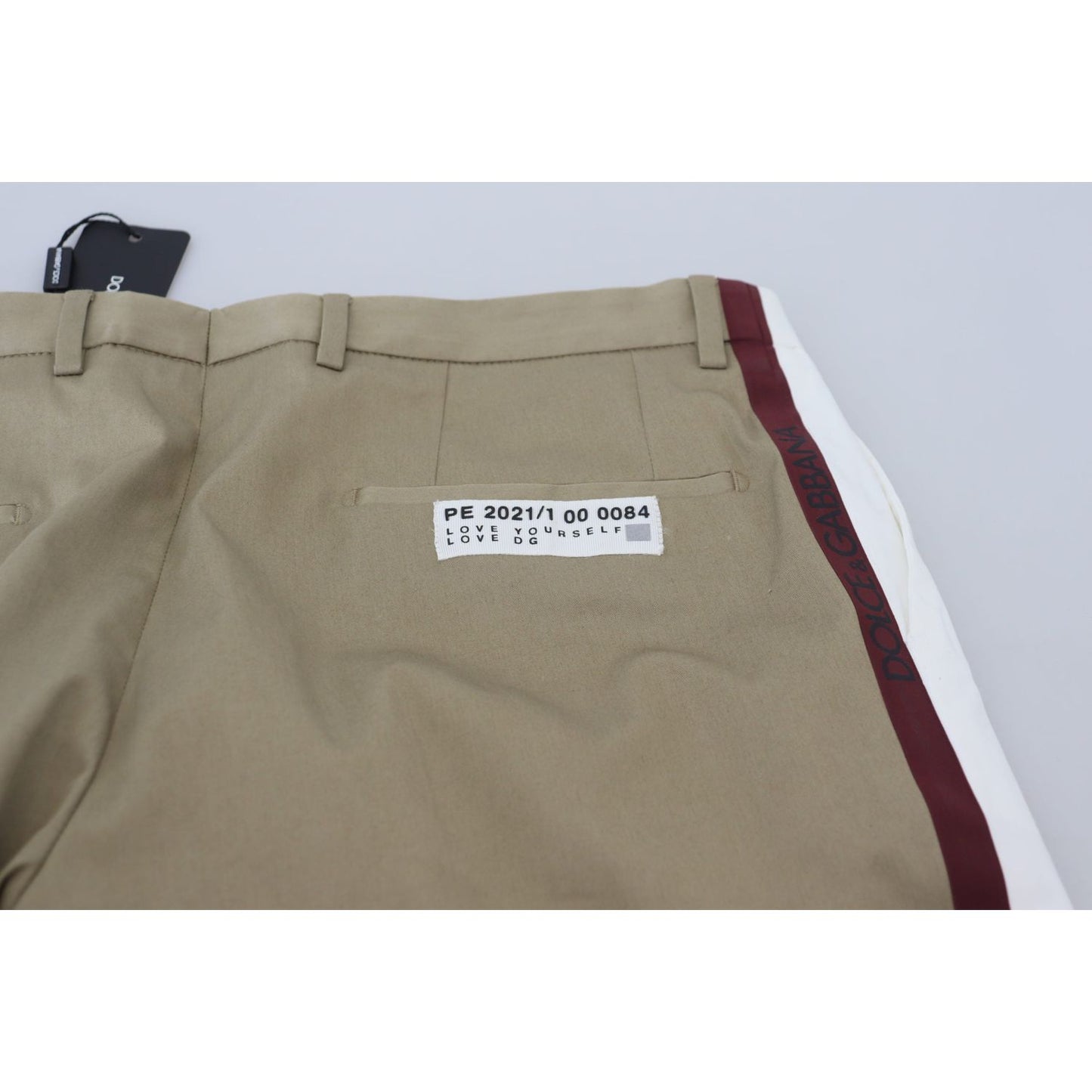 Two-Tone White & Brown Chic Cotton Pants