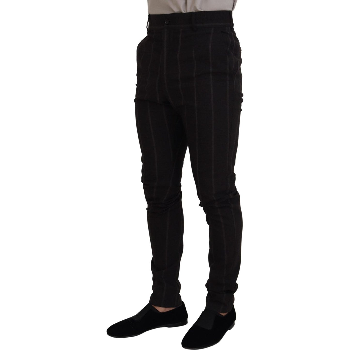 Elegant Black Striped Chino Pants