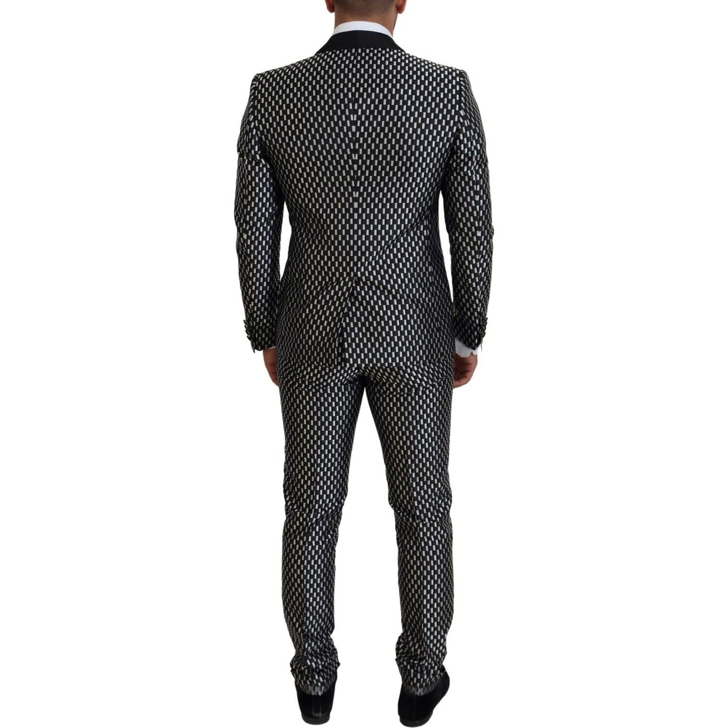 Elegant Black Silk Blend Slim Fit Suit