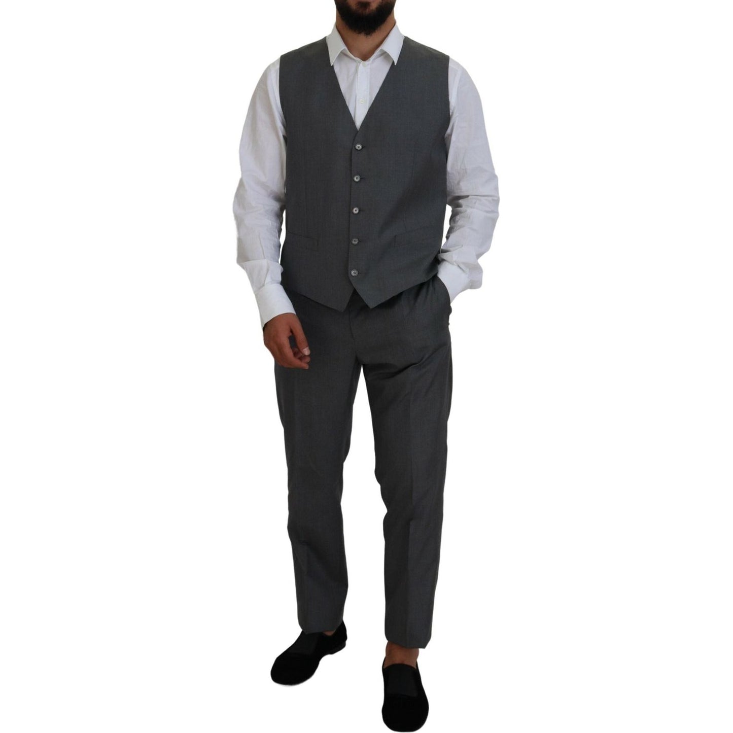 Sleek Silver Martini Slim Fit Three-Piece Suit