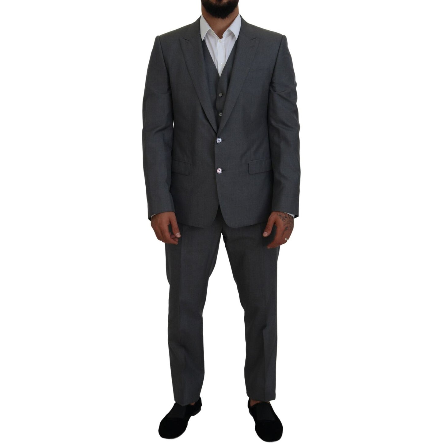 Sleek Silver Martini Slim Fit Three-Piece Suit