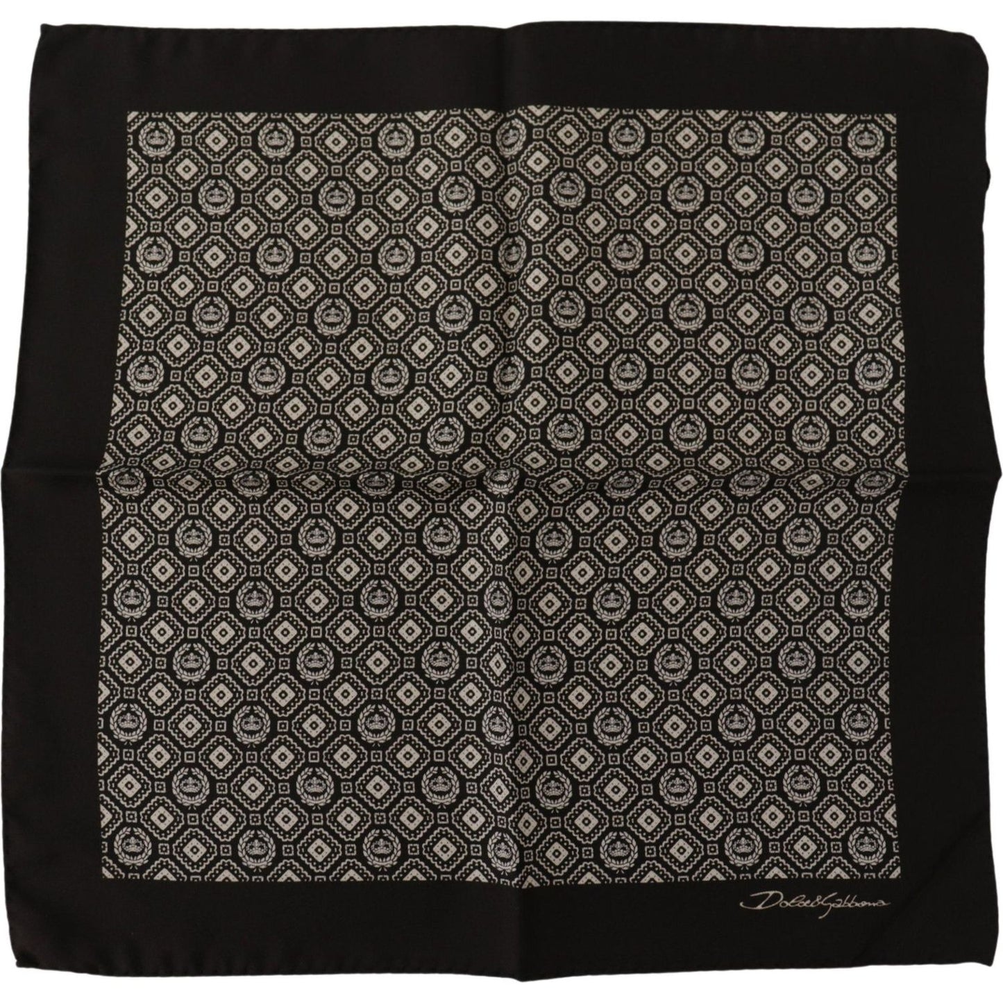 Dolce & Gabbana Black Patterned DG Logo Square Handkerchief Scarf