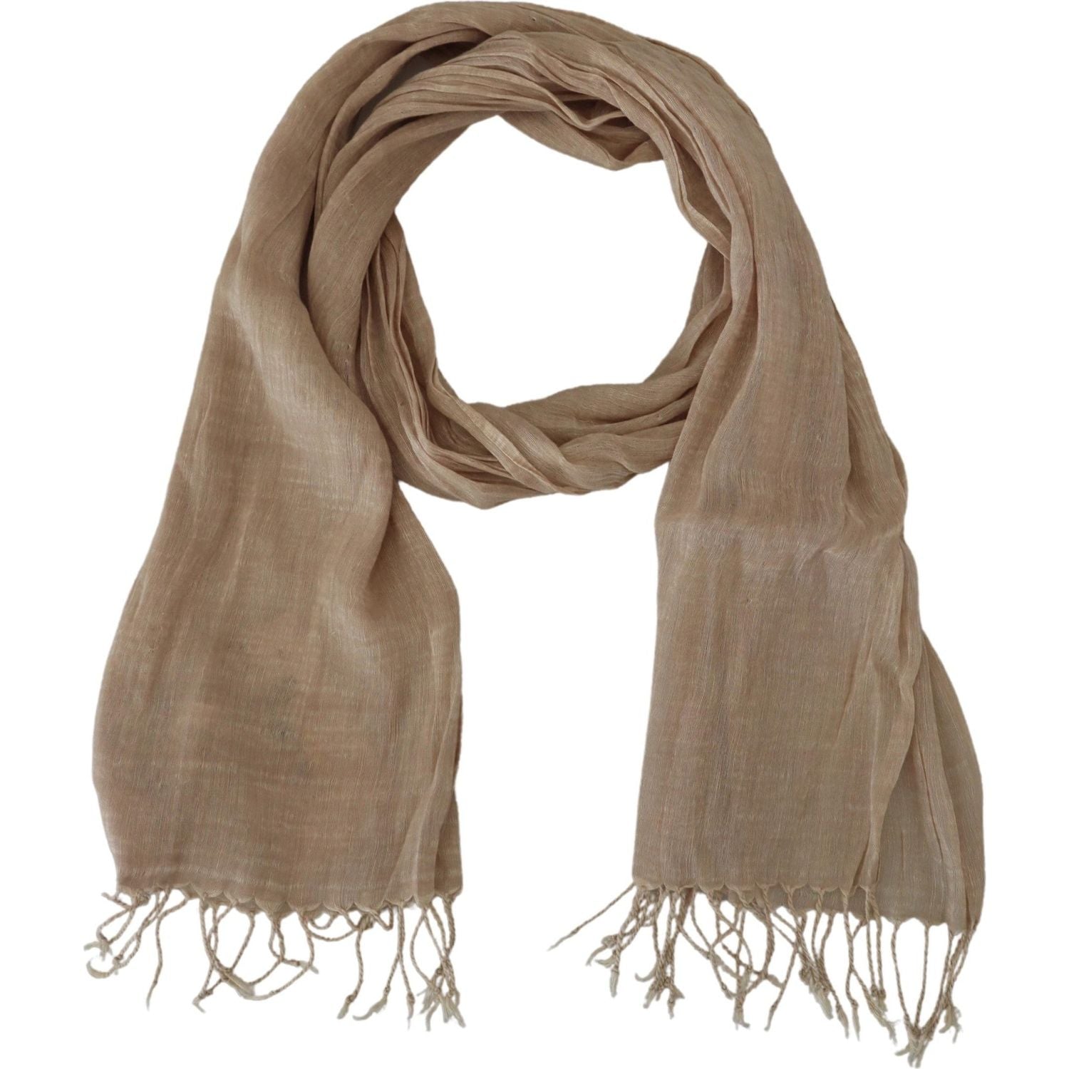 Costume National Beige Cotton Shawl Foulard Fringe Scarf