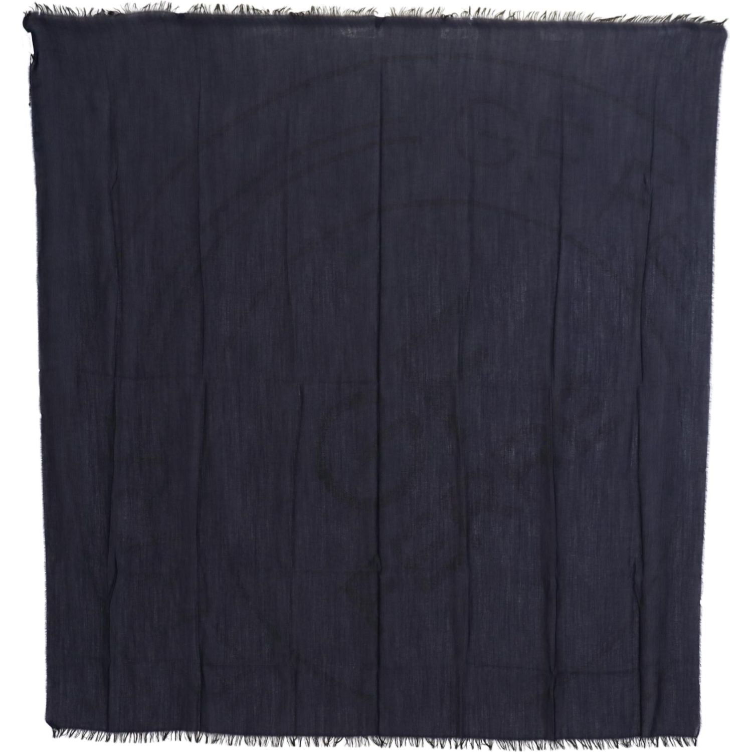 GF Ferre Dark Blue Wool Neck Wrap Shawl Fringes Scarf