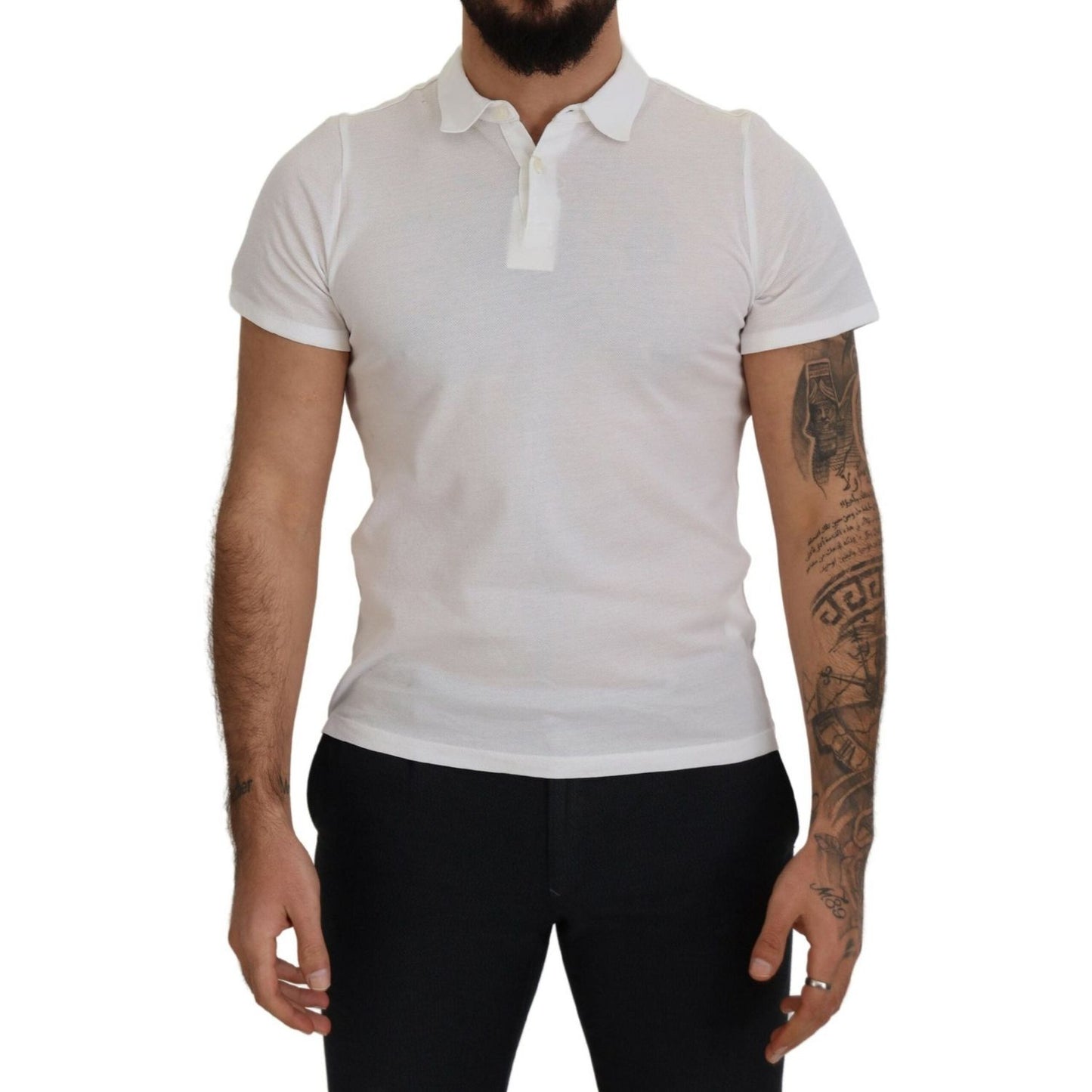 Elegant White Cotton Polo T-Shirt