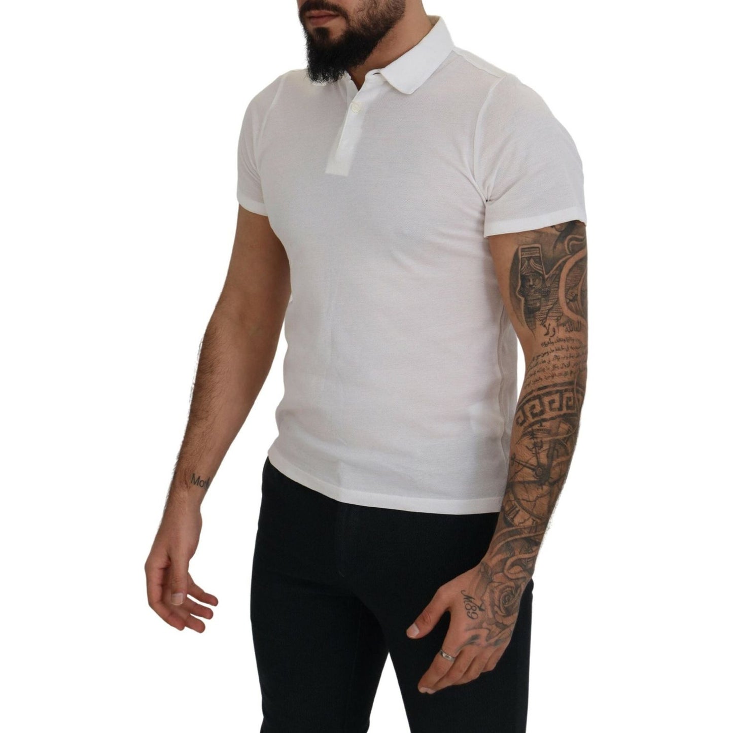 Elegant White Cotton Polo T-Shirt