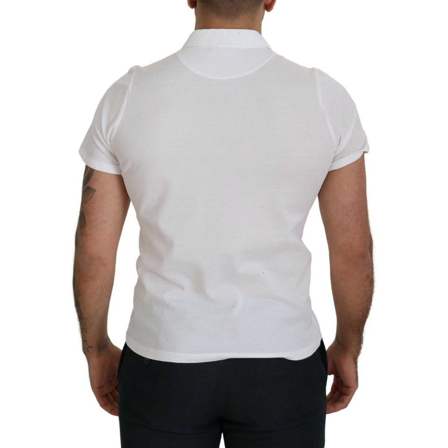 Elegant White Cotton Polo T-Shirt