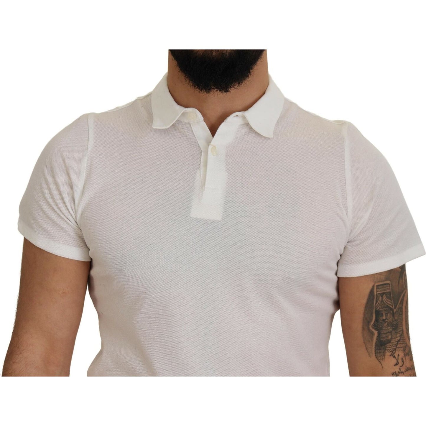 Elegant White Cotton Polo T-Shirt