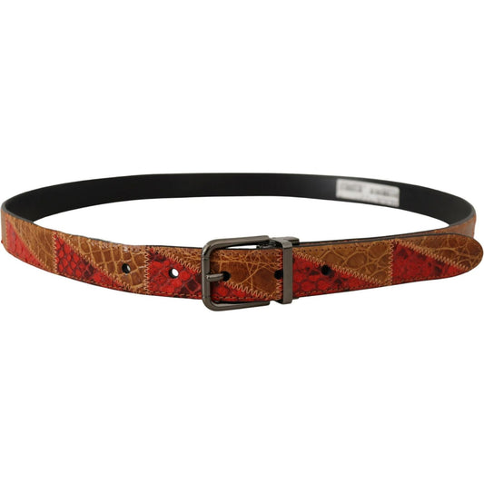 Elegant Two-Tone Snakeskin Leather Belt