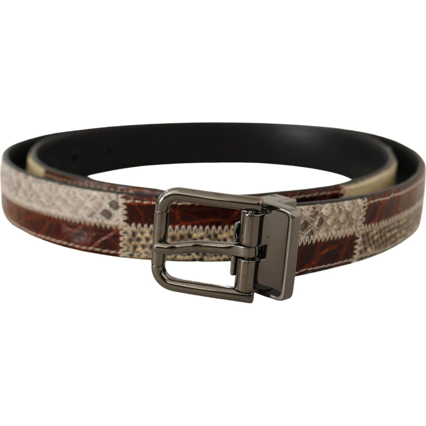 Multicolor Patchwork Snakeskin Belt