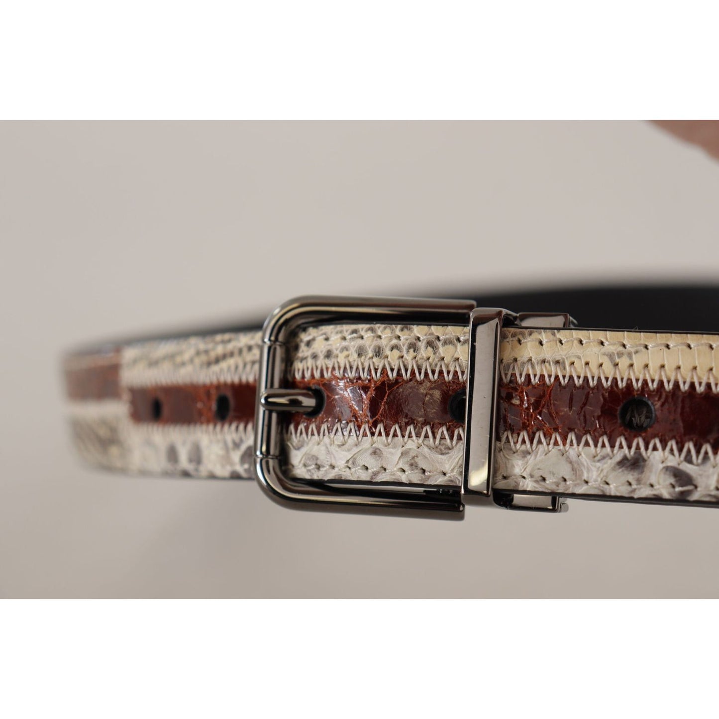 Multicolor Patchwork Snakeskin Belt