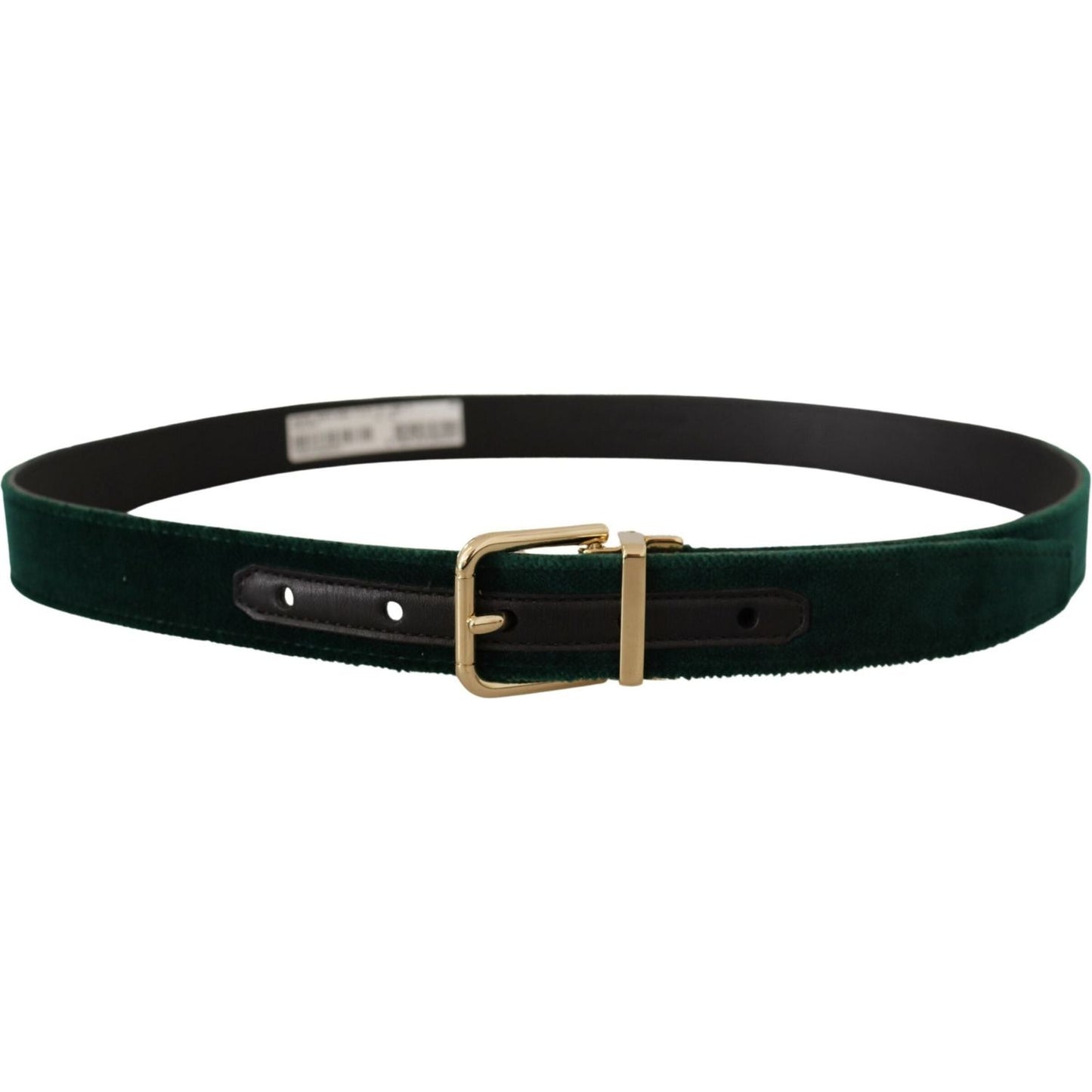 Emerald Velvet Designer Belt with Golden Buckle