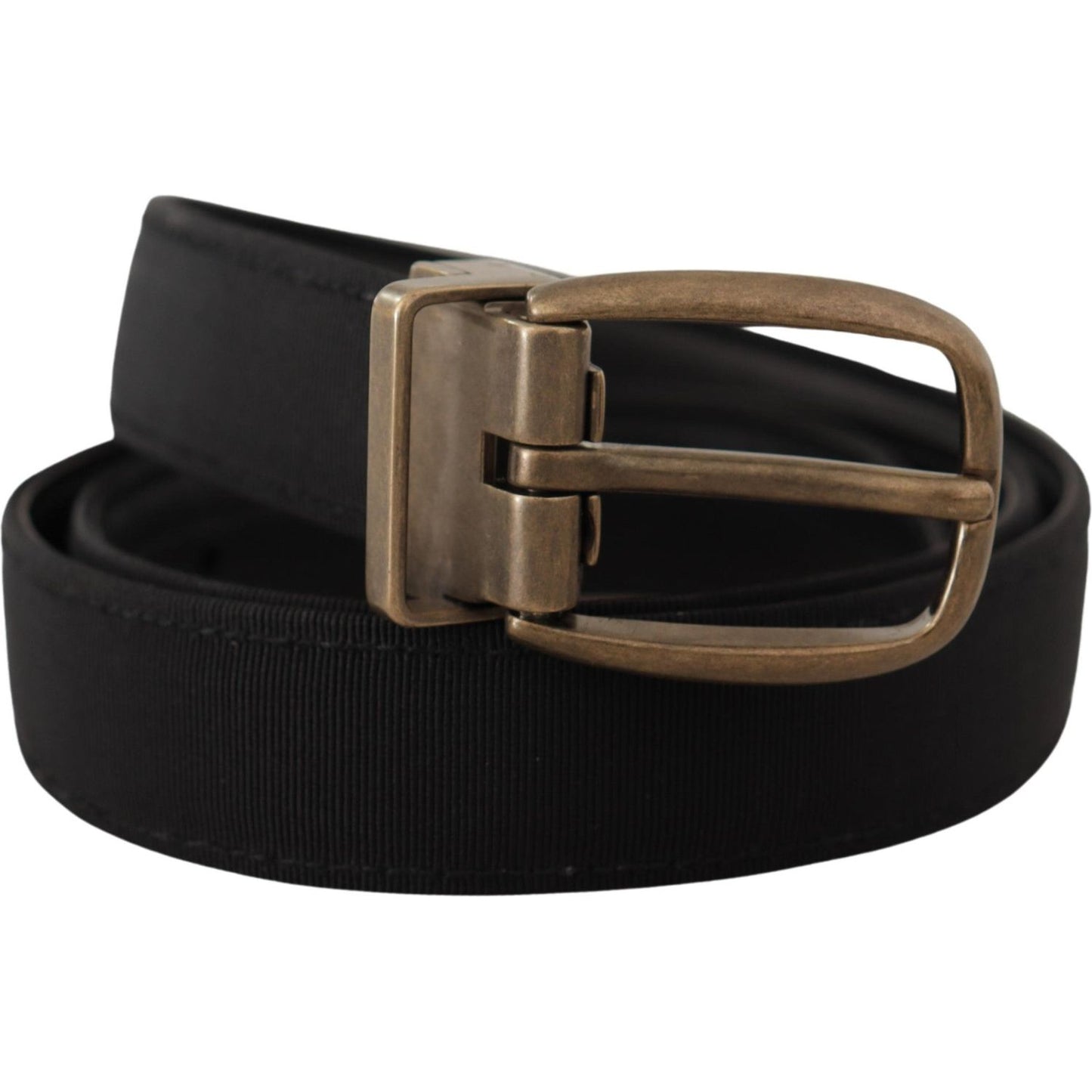 Elegant Grosgrain Leather Belt - Black