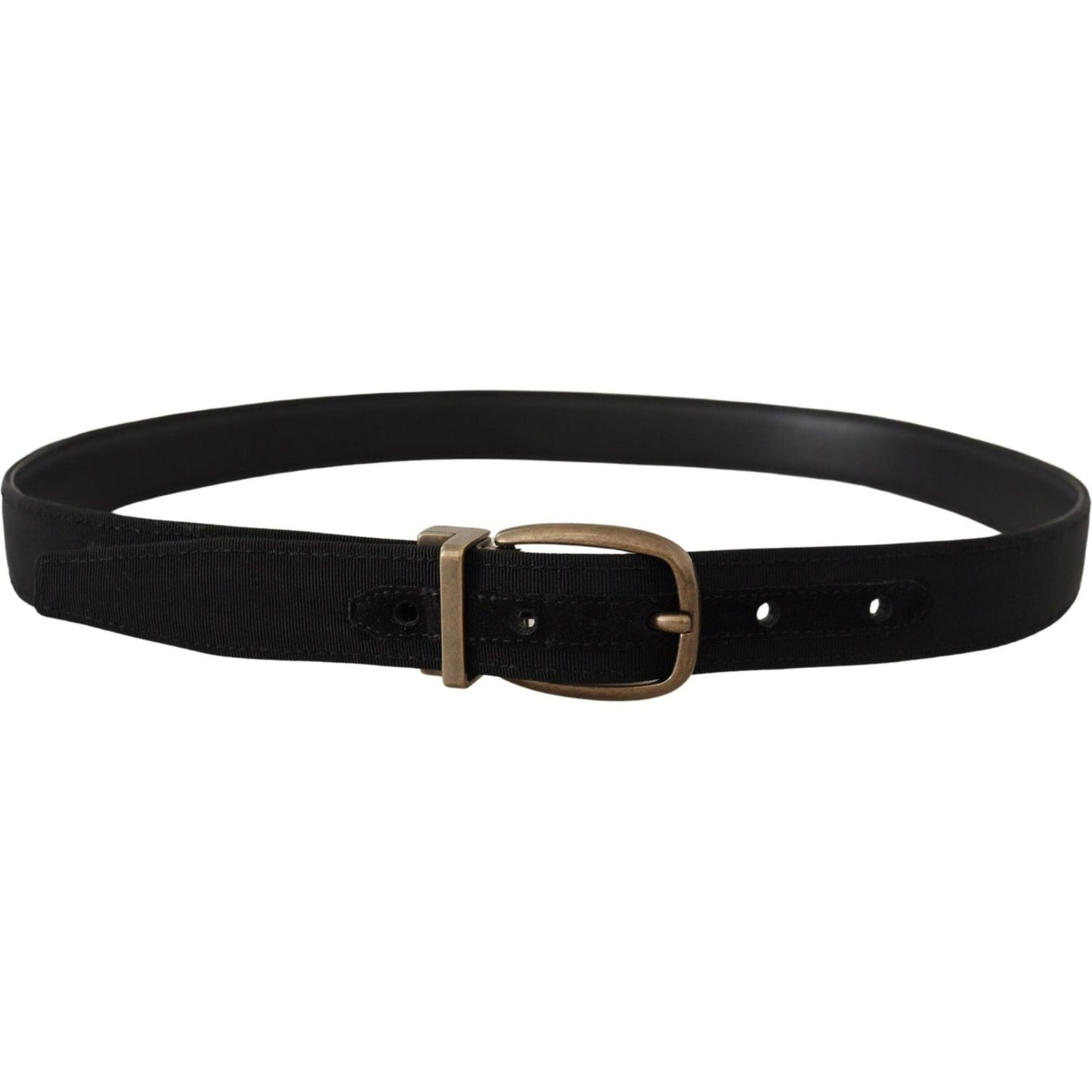 Elegant Grosgrain Leather Belt - Black