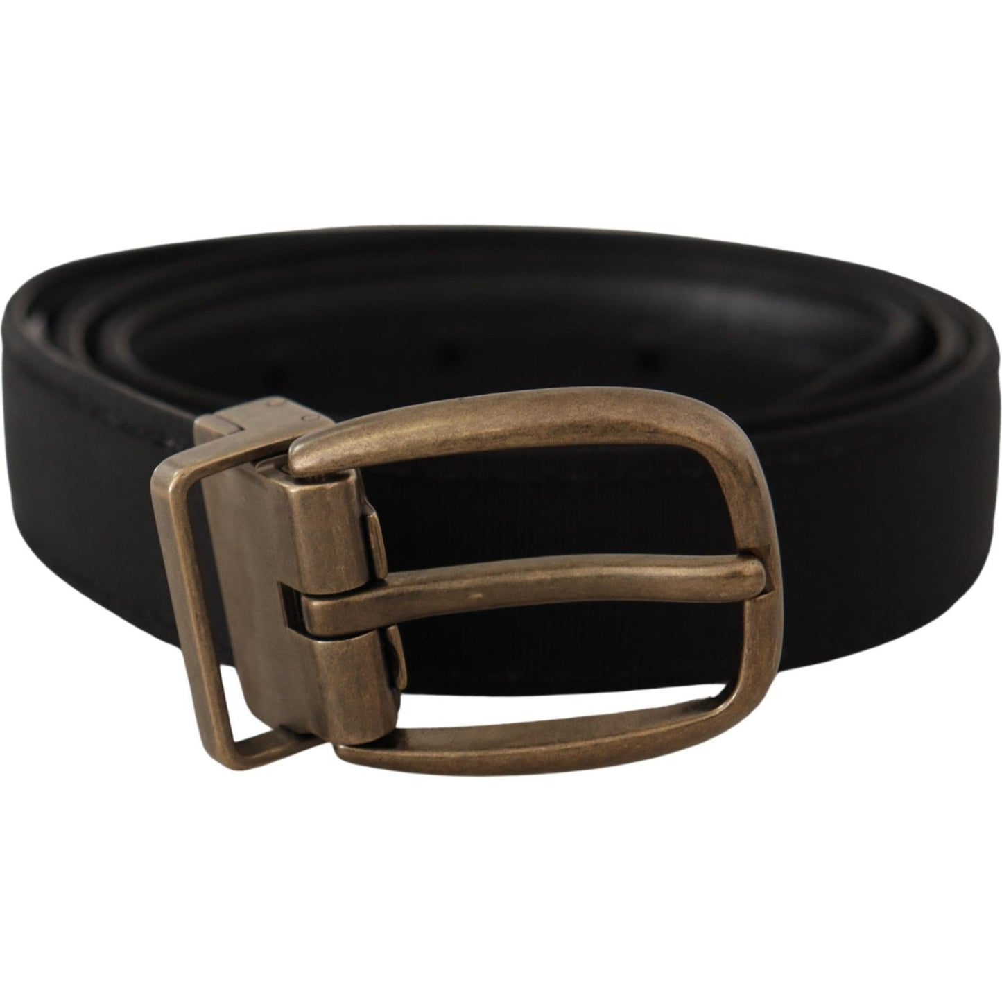 Elegant Grosgrain Leather Belt - Black