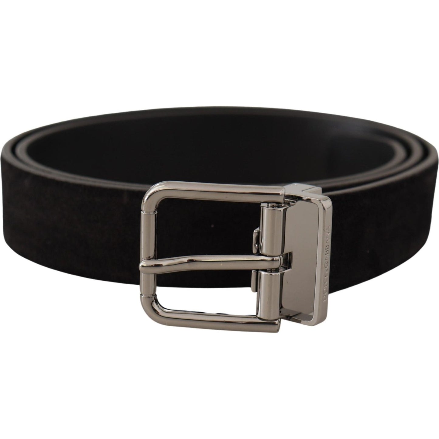 Elegant Black Leather Grosgrain Belt