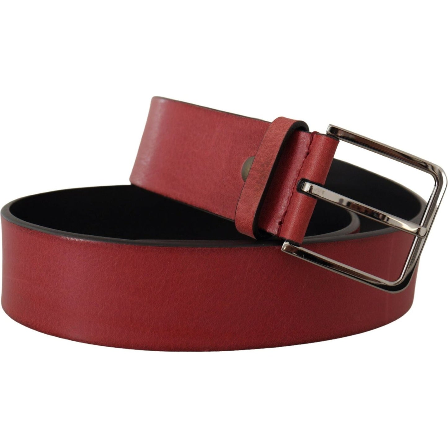 Elegant Grosgrain Leather Belt with Silver Buckle