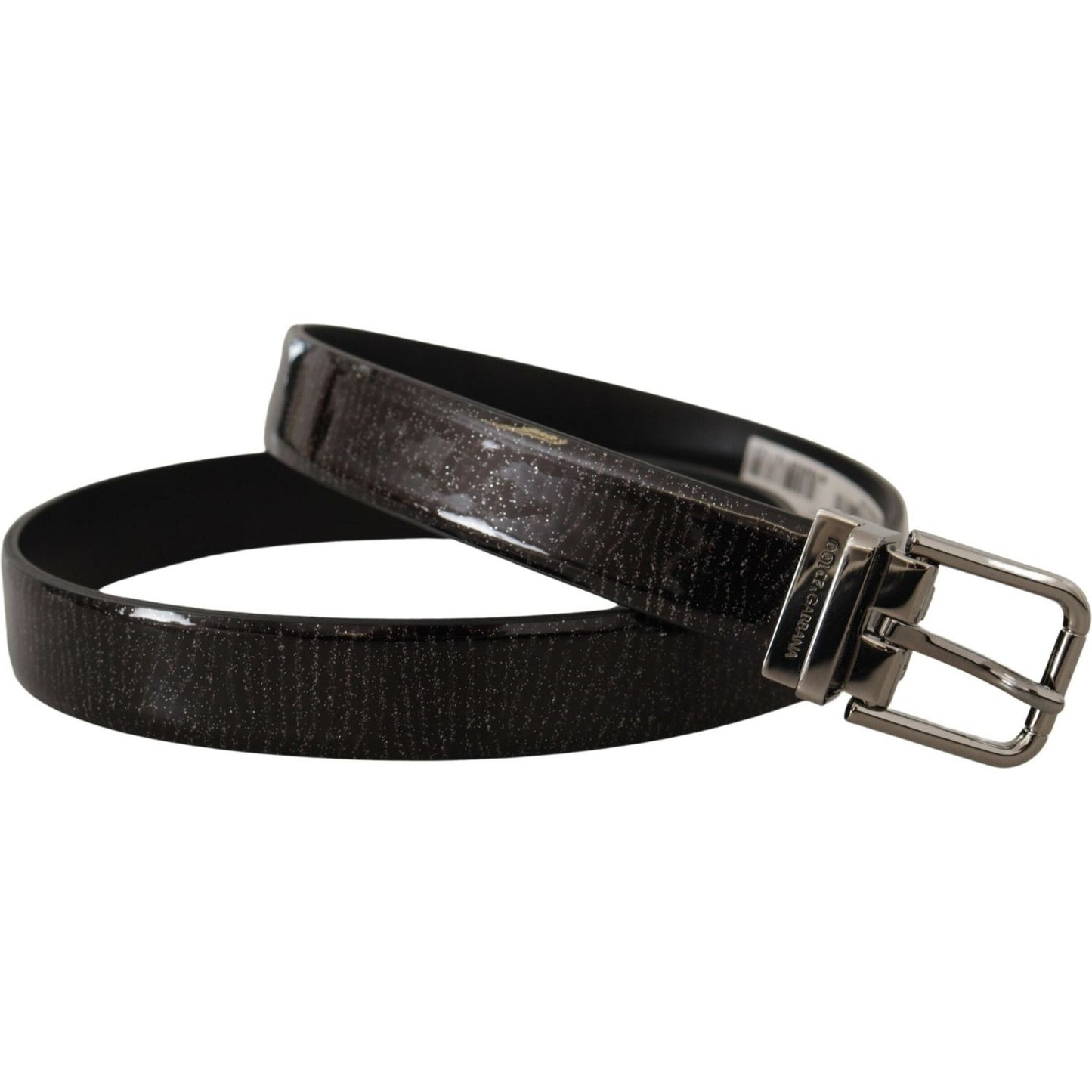 Elegant Black Leather Belt with Silver Buckle