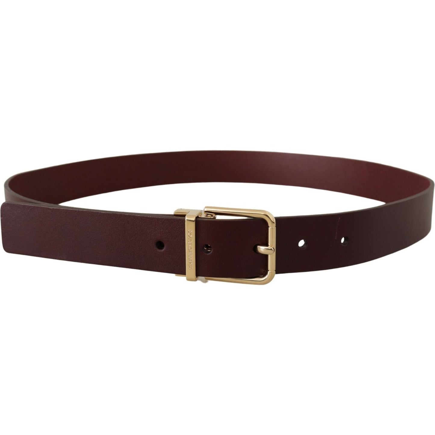 Elegant Maroon Leather Belt with Gold Buckle