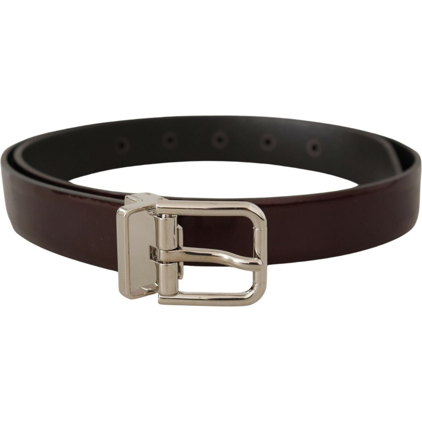 Elegant Dark Brown Patent Leather Belt